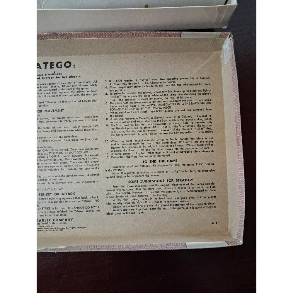 Vintage 1962 Stratego Board Game  Milton Bradley complete